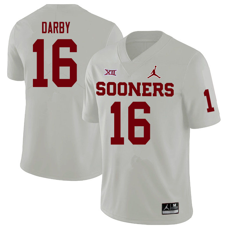 Oklahoma Sooners #16 Brian Darby College Football Jerseys Sale-White